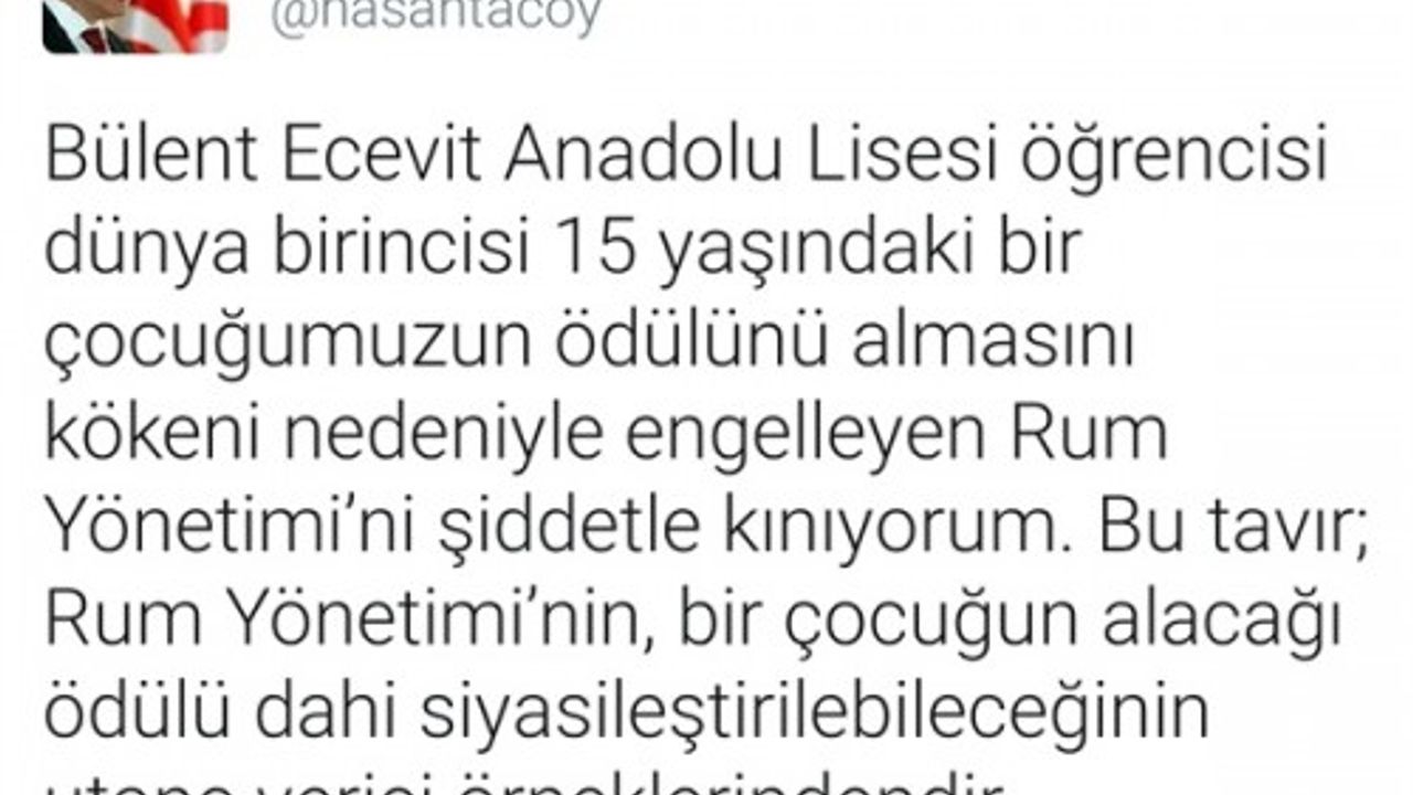 Taçoy'dan Rumlara kınama mesajı ....