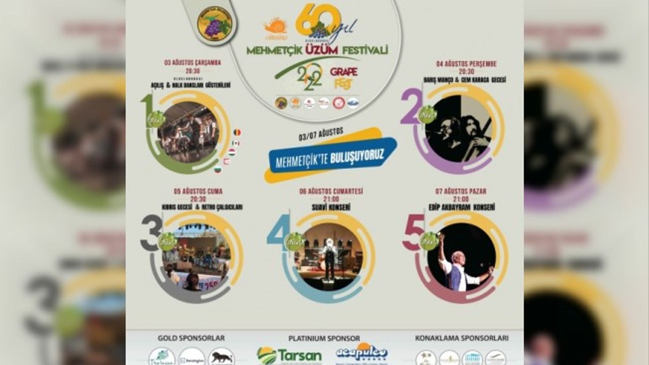 60. Mehmetçik Üzüm Festivali 3 Ağustos’ta başlıyor