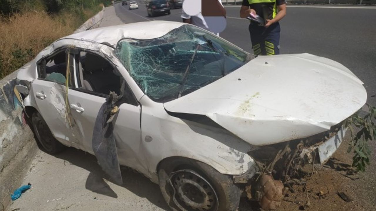 Lefkoşa – Girne yolunda trafik kazası...Artaç takla attı, yaralanan olmadı