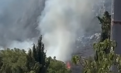 Girne'de Ciklos mevkiinde çıkan yangına müdahale ediliyor.