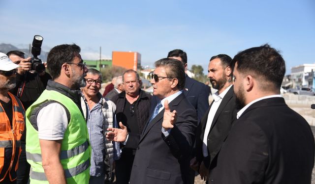 Üstel, yapımı süren Girne-Çatalköy yolunda incelemelerde bulundu