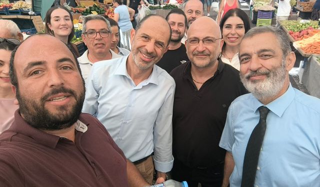 Özersay, Girne Açık Pazarında esnaf ve vatandaşla bir araya geldi