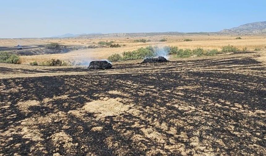 Lefkoşa-Girne ana yolunda araç, Boğaziçi'nde arazi yangını