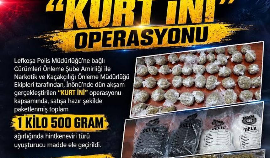 1 Kilo 500 gram uyuşturucu ele geçirildi