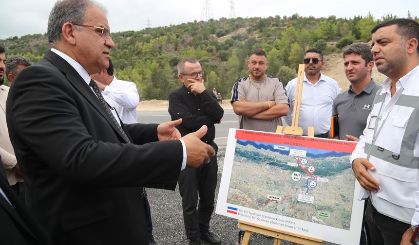 Bayındırlık Bakanı Sucuoğlu, Girne dağ yolunda incelemelerde bulundu
